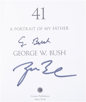 George Bush & George W. Bush Signed Book "41 A Portrait of My Father" by George W. Bush (JSA)